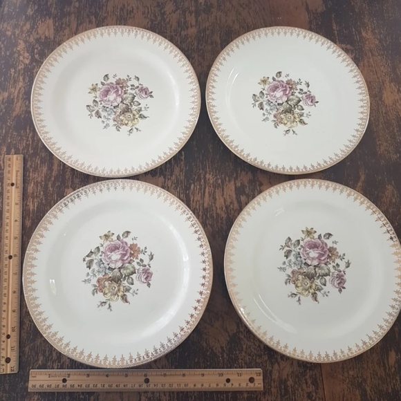 Homer Laughlin Nautlis Dinner Plates (Set of 4) Mid Century Rose Floral - Picture 8 of 10